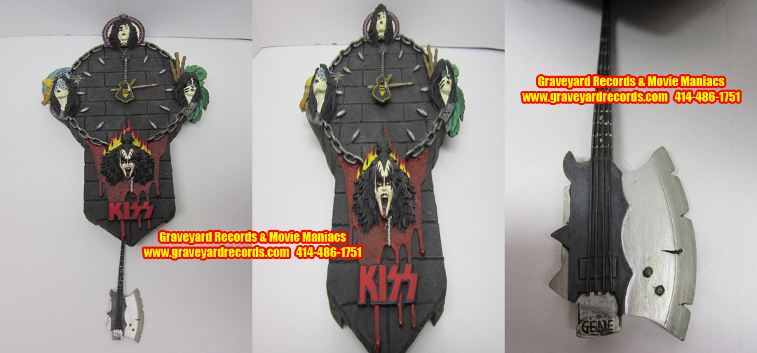 KISS Gene Simmons Axe Bass Swinging Pendulum Clock
